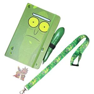 Rick & Morty Bundle w/ Pickle Rick Notebook, Pen, Lanyard, and Sticker